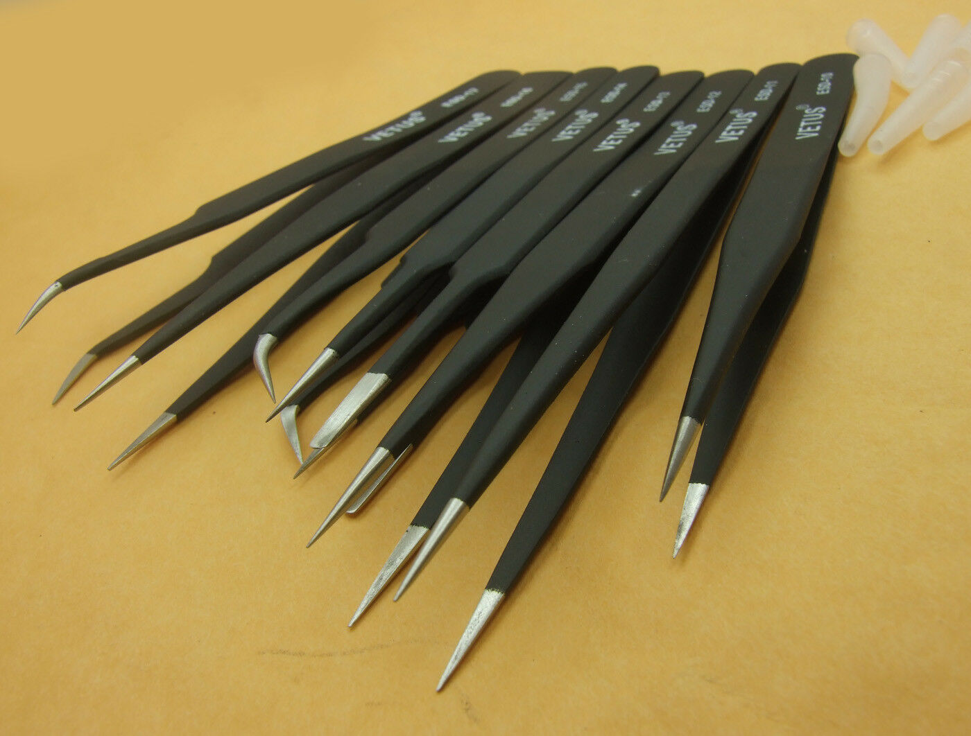 9 Pcs Non-Magnetic Stainless Steel Tweezers Plier Tools for Jewelry with bag