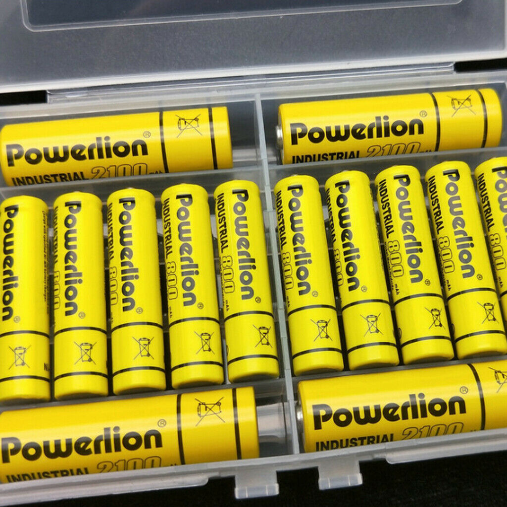 Plastic Battery Clear Storage Box 10xAAA + 4xAA Rechargeable Batteries