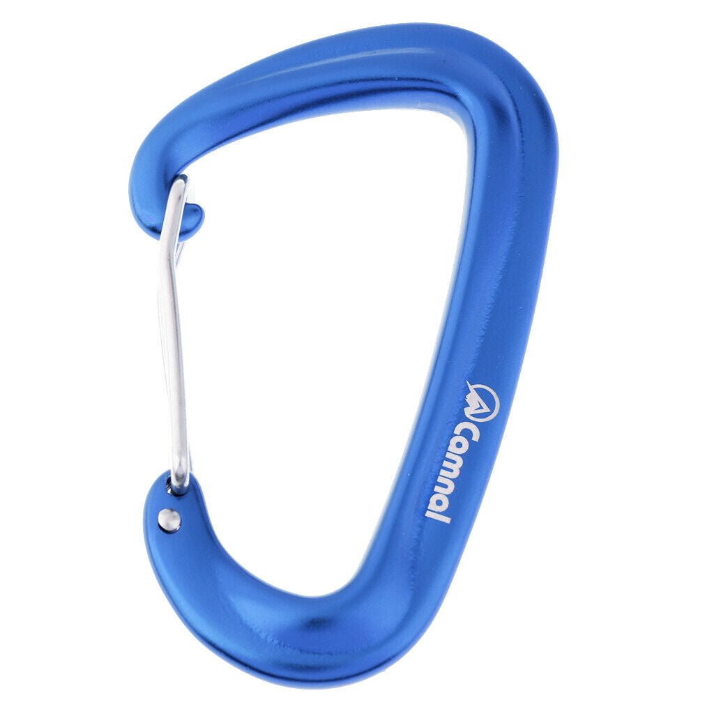 2X Aluminum Wire Gate Hammock Safety Carabiner D Type Keychain Buckle Blue