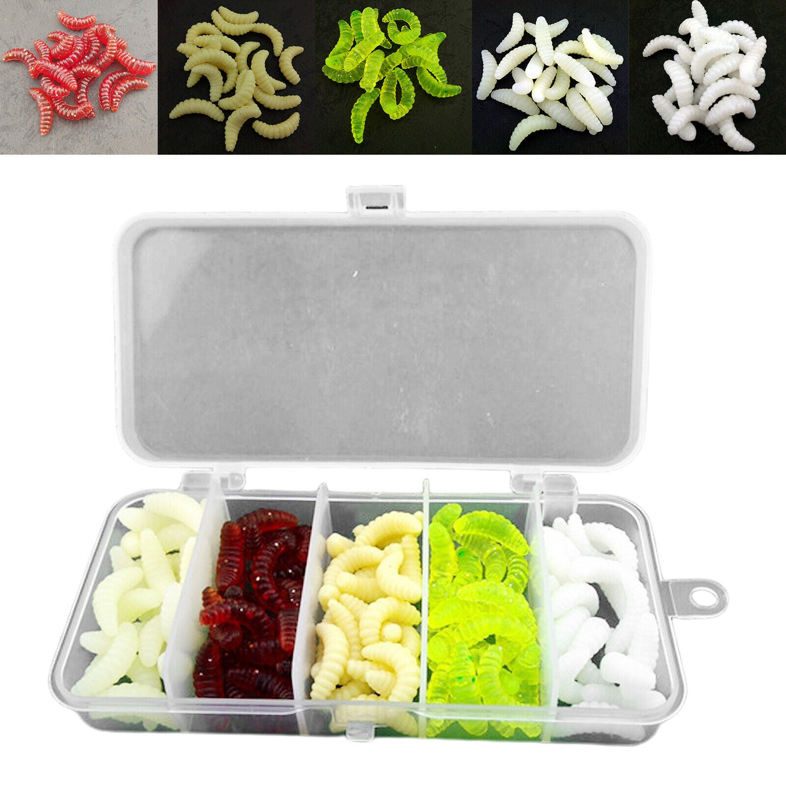 100pcs Soft Durable Fishing Lures Silicone Worm Baits Tools Accessories