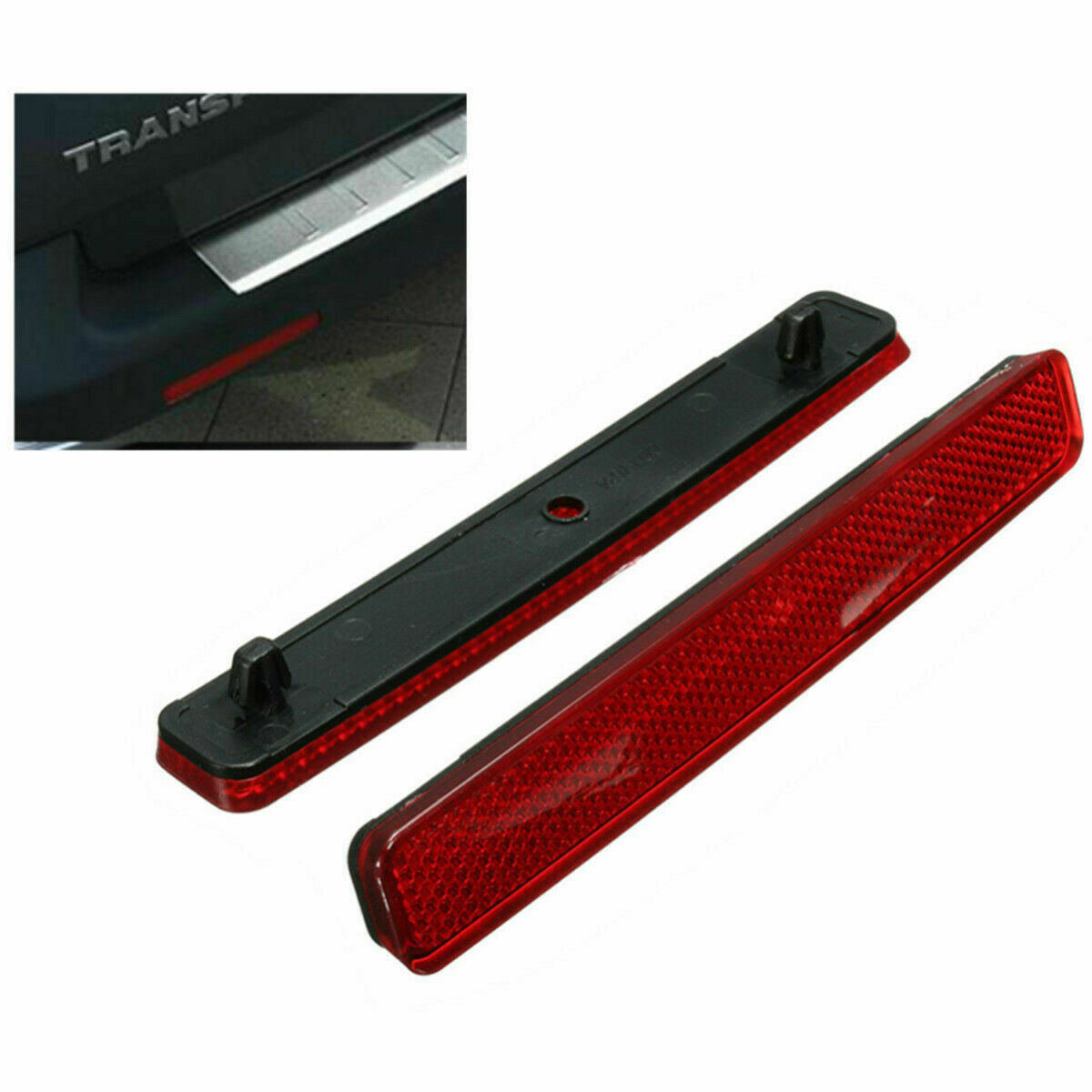 For VW Transporter T5 Red Rear Left & Right Bumper Reflector Tail Light Bars