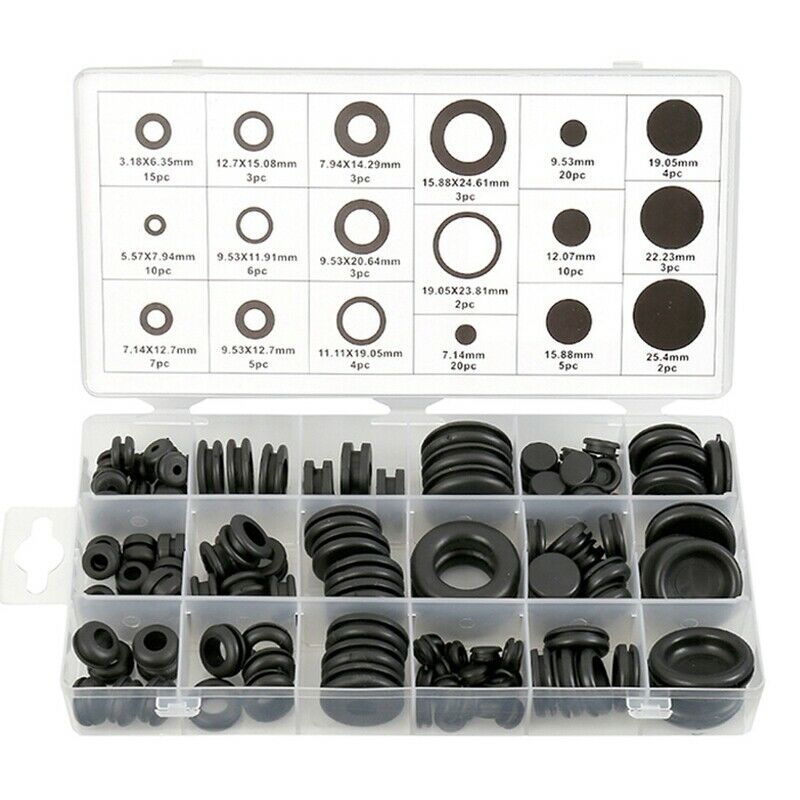 125 Piece Rubber Grommet Eyelet  Gasket Assortment Set Of 18 Different Sizes, Y1