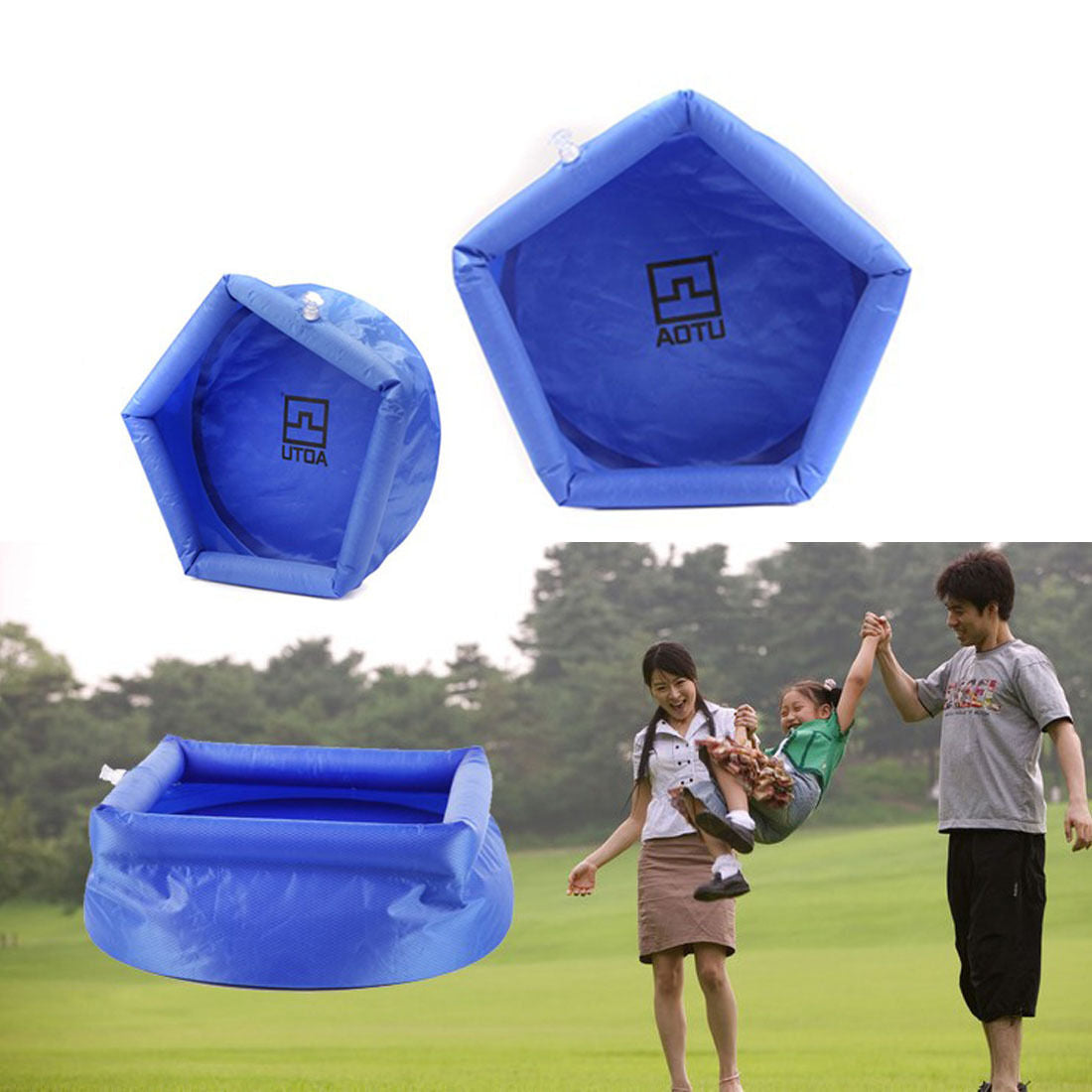 Outdoor Camping Hiking 8L Folding Water Basin Washing Ultralight Sink Blue