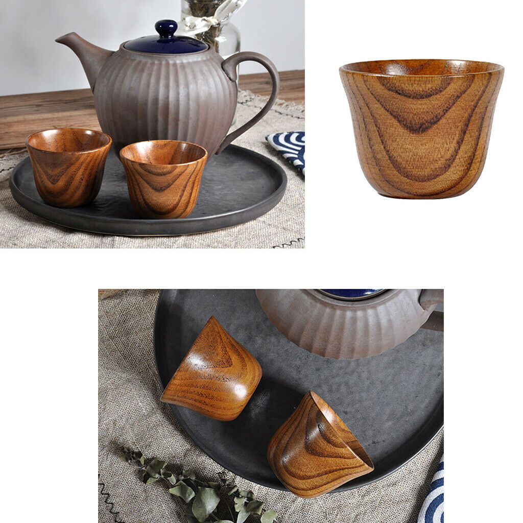 3 Pieces Natural Wood Coffee Mug Wooden Coffee Cup Mug Office Milk Tea Mug Cute