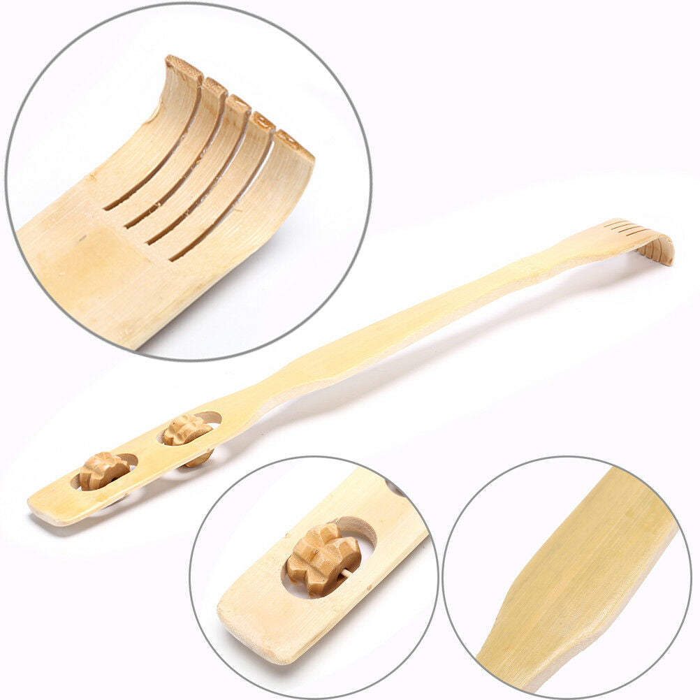 1pc Bamboo Massager Back Scratcher Wooden Body Roller Stick Back Scratche.l8
