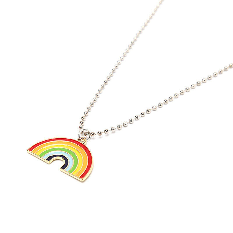 Fashion Colorful Rainbow Pendant Round Beads Chain Women Men Necklace Jew.l8