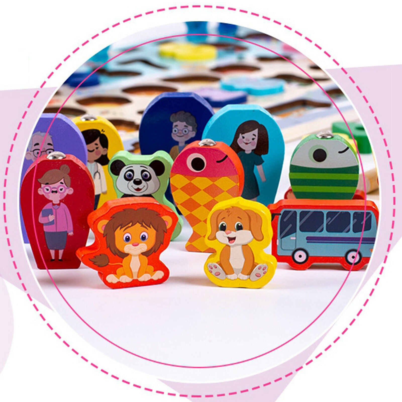 Toys Wooden Number Counting Shape Matching Puzzles Preschool Early