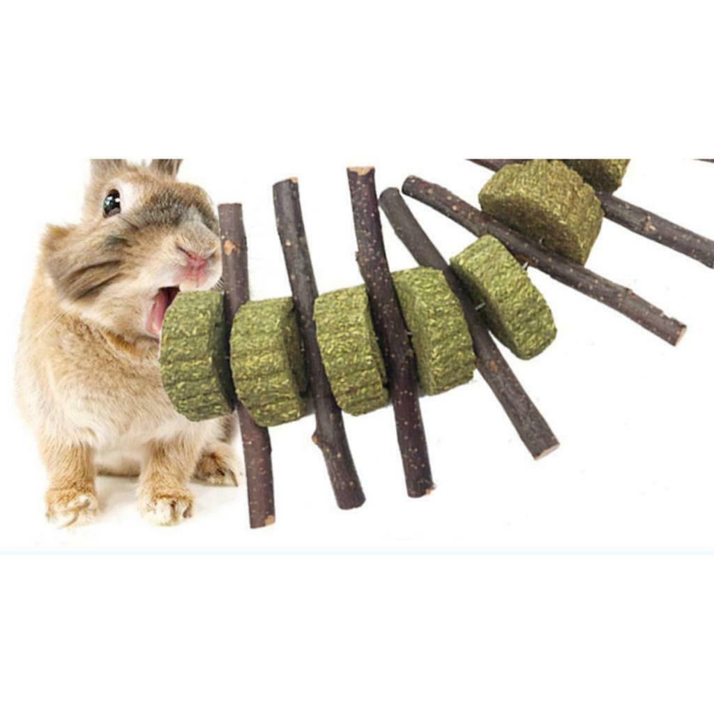 Wood Molar Sticks W/Grass Cake Pet Chinchilla