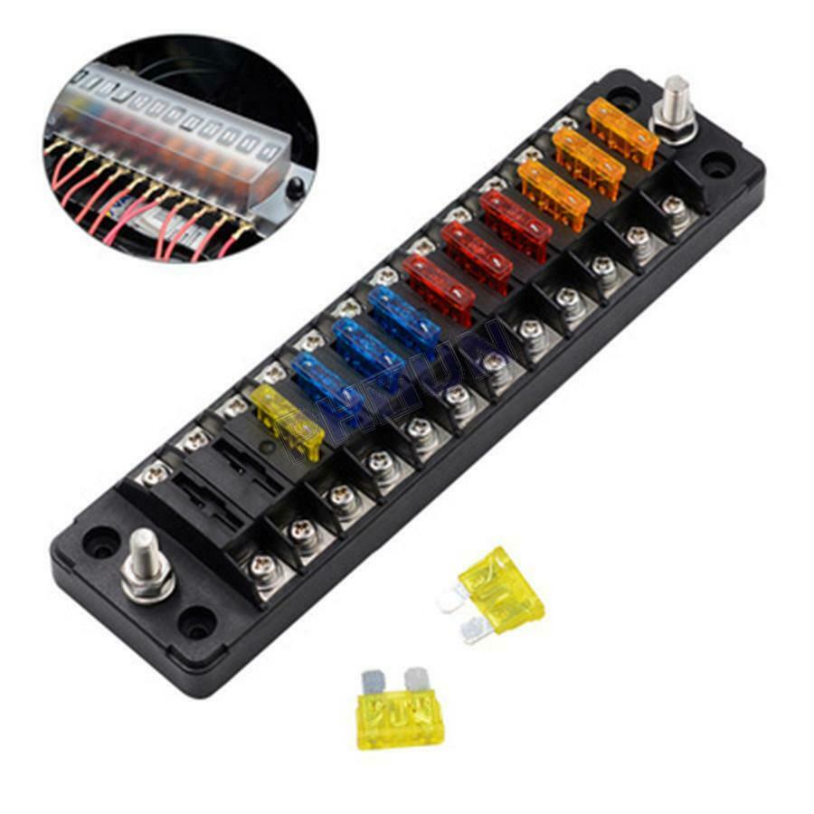 12 Way DC12V-32V Car Circuit Blade Block Terminal Fuse Box For Truck Marine Boat