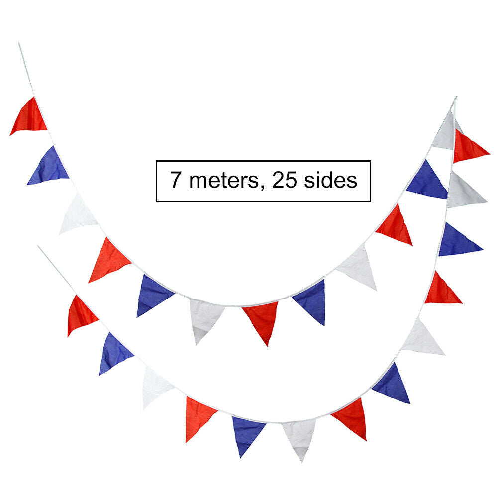 25pcs 7m Independence Day String Hanging Flag Outdoor Triangle Banner Flags @