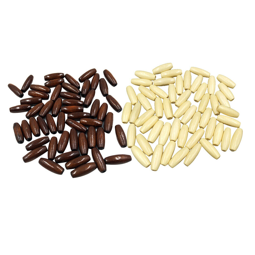 100pcs Brown and Beige Oval Wooden Boho Style Beads Jewellery Findings 23mm