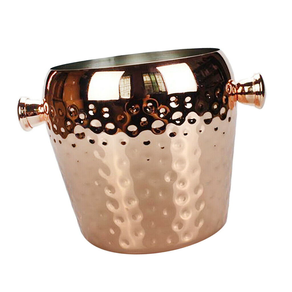 Stainless Steel Wine Ice Bucket Hammered Single Wall Wine Chiller Barware 1L