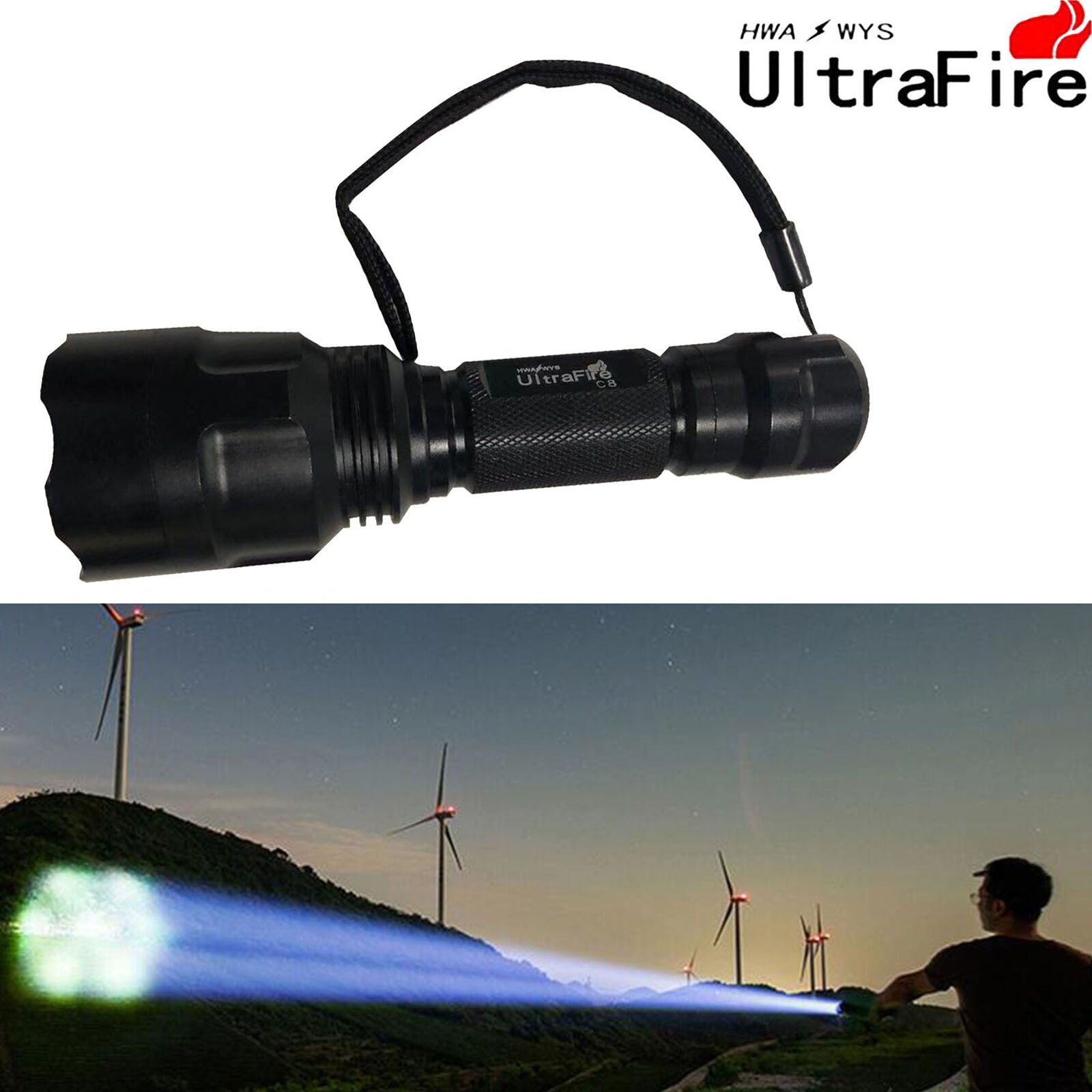 90000LM Super Bright T6 LED 5 Modes Zoomable Portable Camping Flashlight Torch