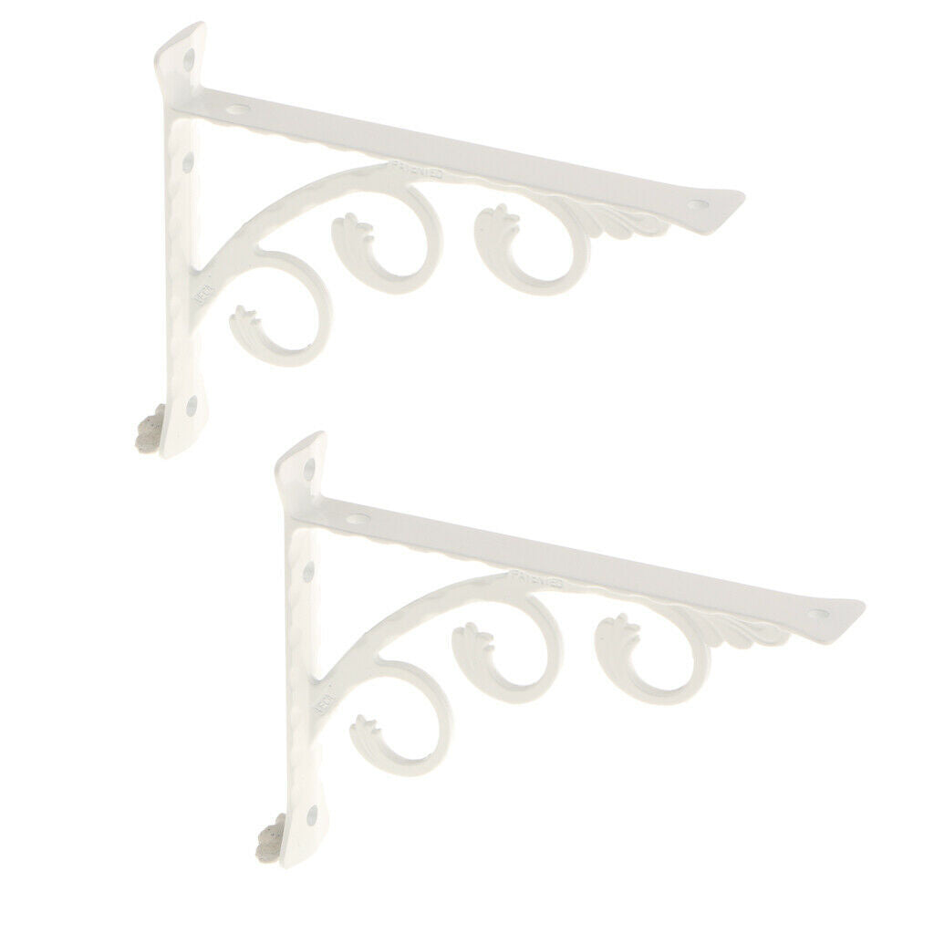 2Pcs European Wall Mounted Metal L Shaped Shelf Bracket Support Holder White UK