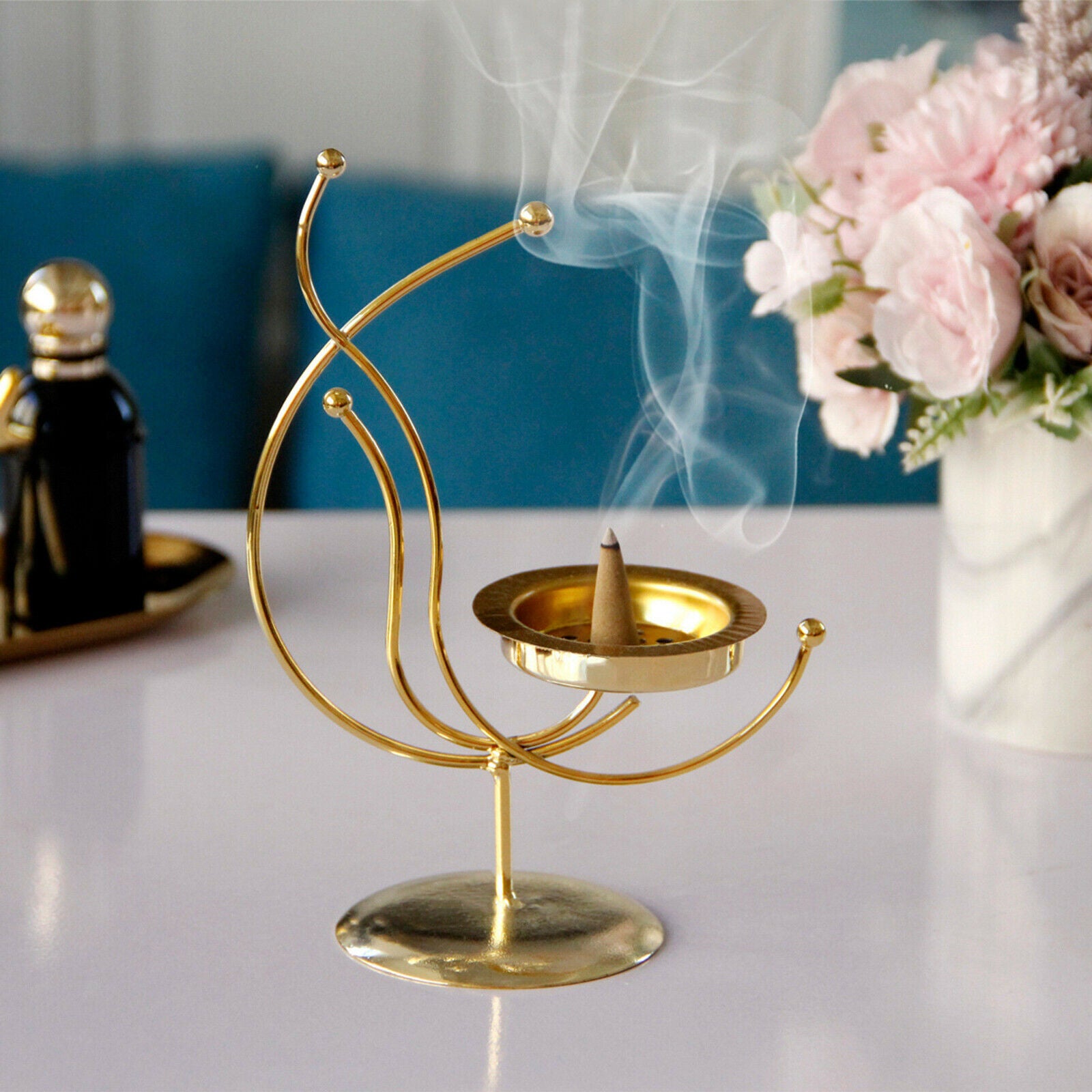 Metal Incense Burner Candle Zen Meditation Yoga for Home Bedroom Teahouse