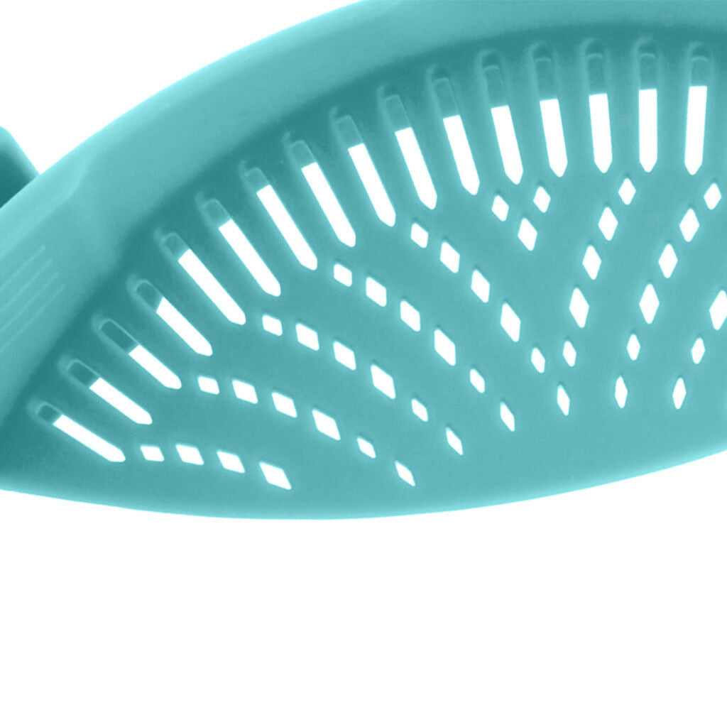 Household Silicone Food Pan Clip Strainer Pot Drainer Drain Rack Light Blue