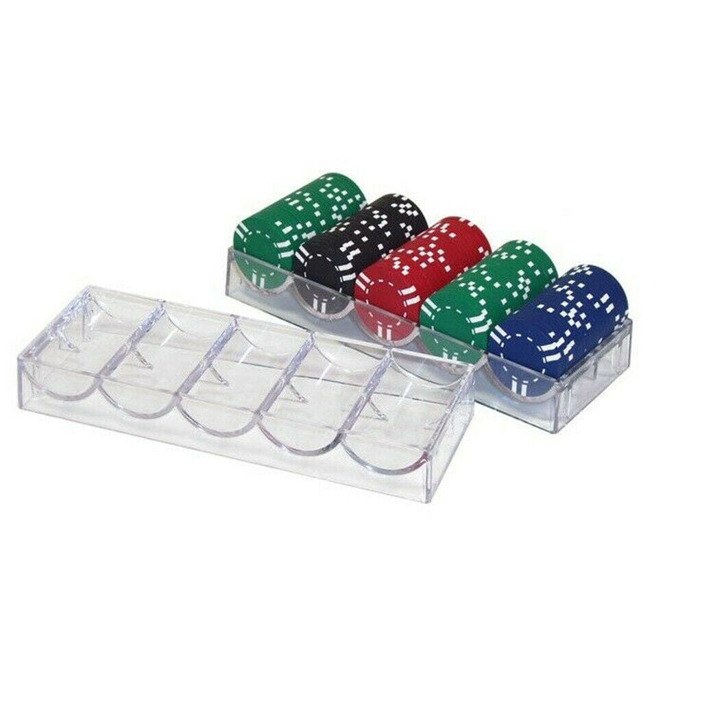 6Pcs Acrylic Poker Chip Tray Case Holder Box Professional Casino Accs Parts