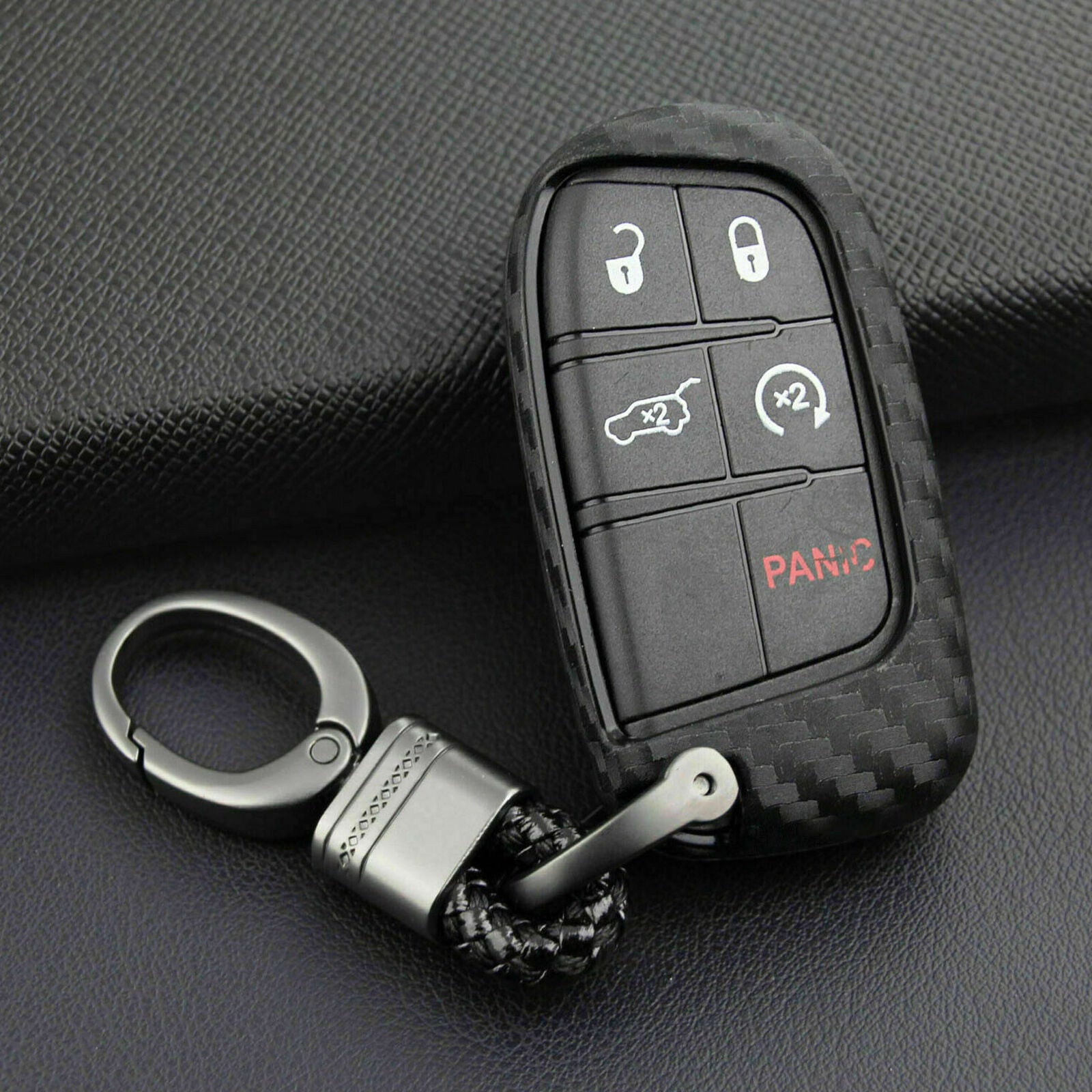 Carbon Fiber 4 Button Remte Key Fob Case Cover For Jeep Dodge Cherokee Renegade