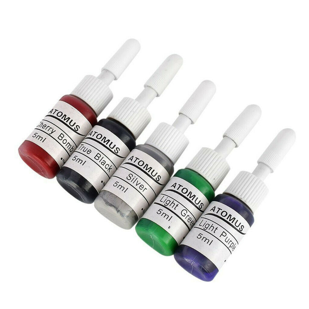 10 Color 5ml Tattoo Ink Pigment Cups Caps Holder Rack Stand Permanent Makeup