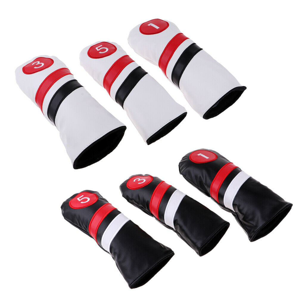 Golf Driver Head Cover, 3 or 5 Fairway Woods Headcovers Set of 3 White