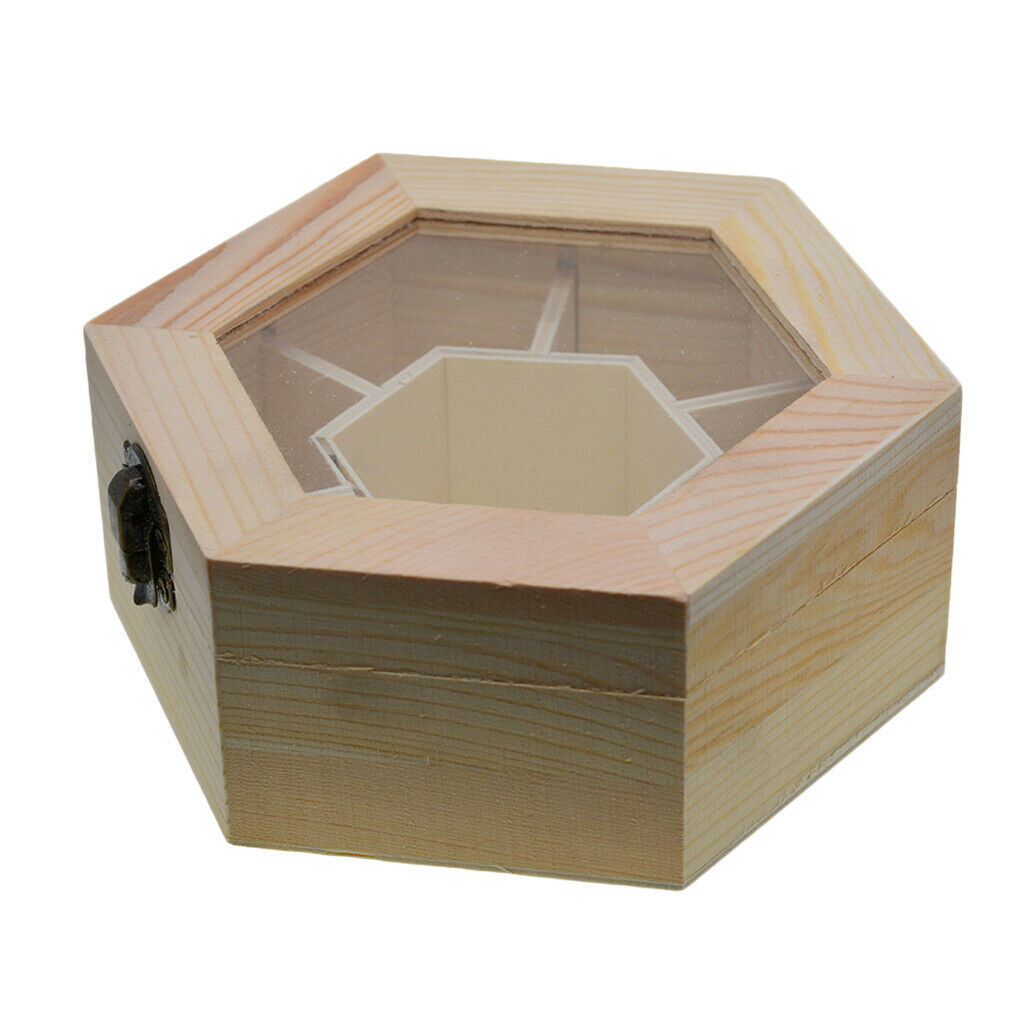 Jewelry boxes hexagonal display storage box made of wood 15x12x6cm