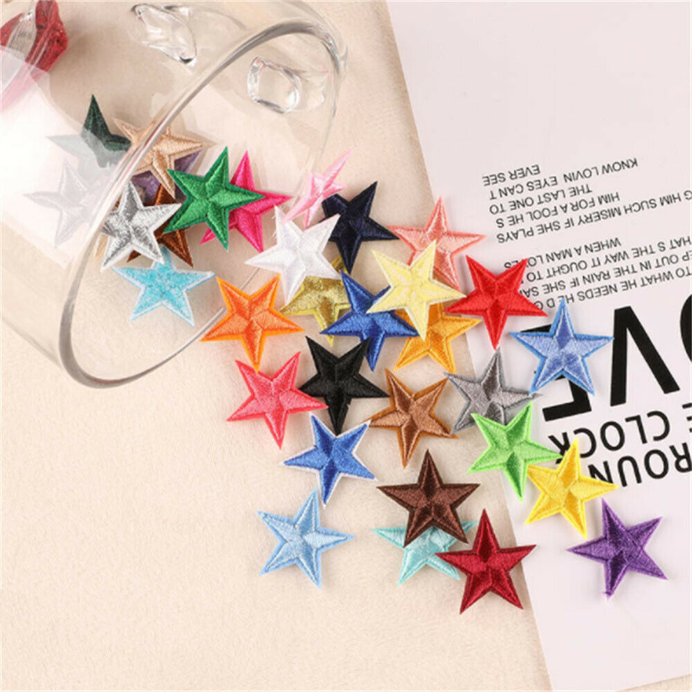 20 Mix Lot Sew On Patches Fabric Stars DIY Crafting Embellishments Decors 3cm