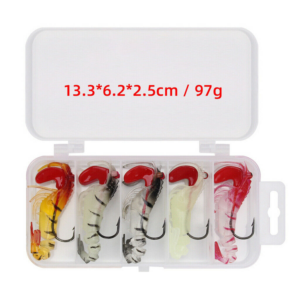 Segmented Shrimp Lure Sinking Baits Glow Fishing Soft Bait with Lead Head