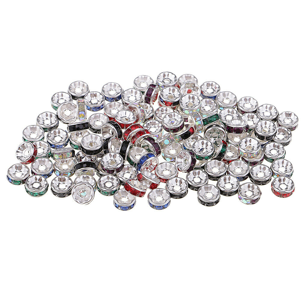 100x Metal Rondelle Beads DIY Spacer Beads Crystal Charms Beads Spacers 6mm
