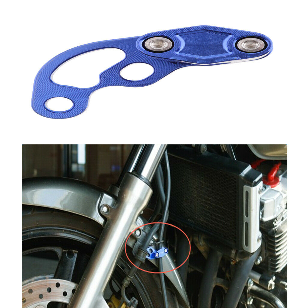 Motorcycle Motorbike Oil Pipe Cable Line Tube Hose Clamp Clip Blue+Black