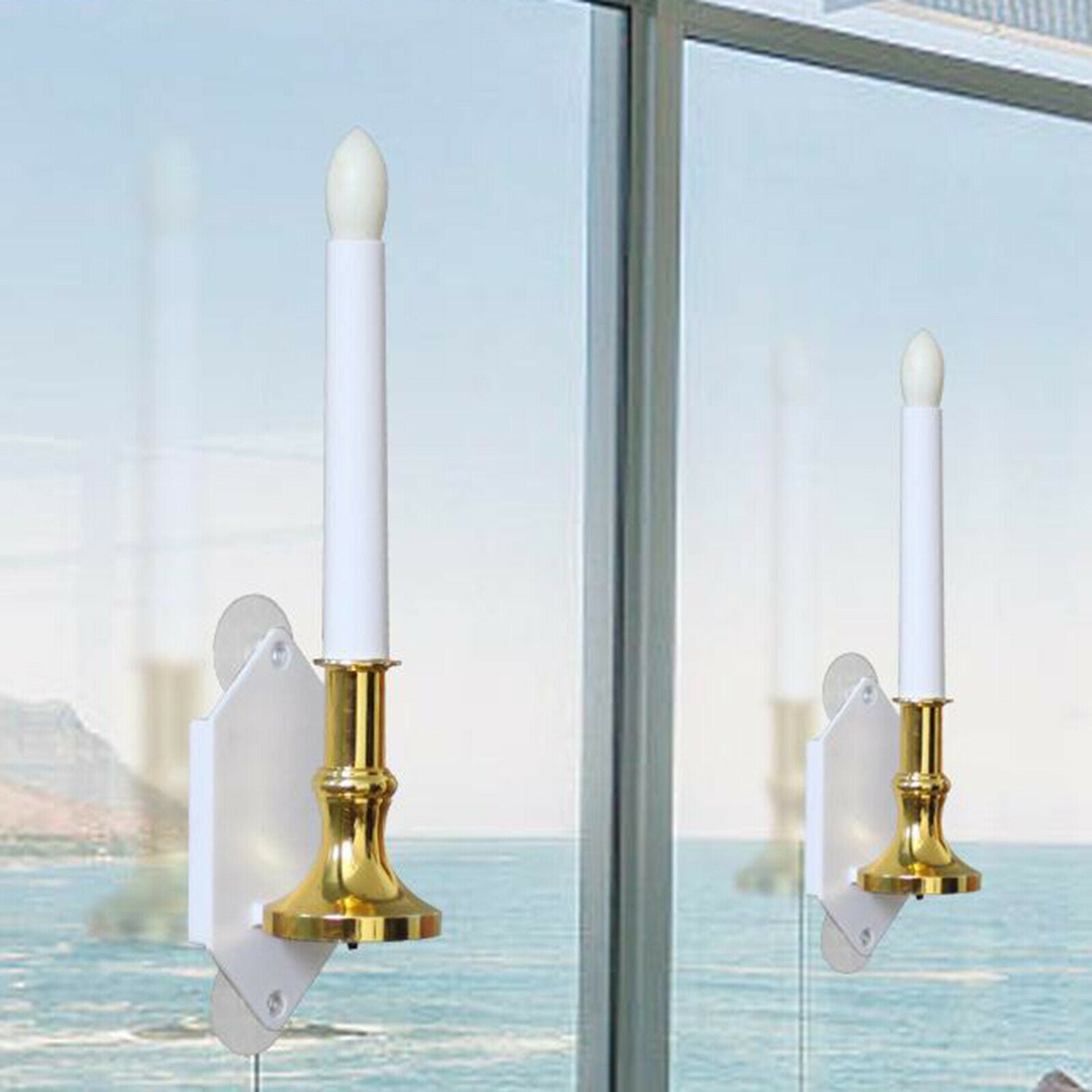 LED Flameless Taper Flickering Window Candle Lights Solar Home Yard Decor