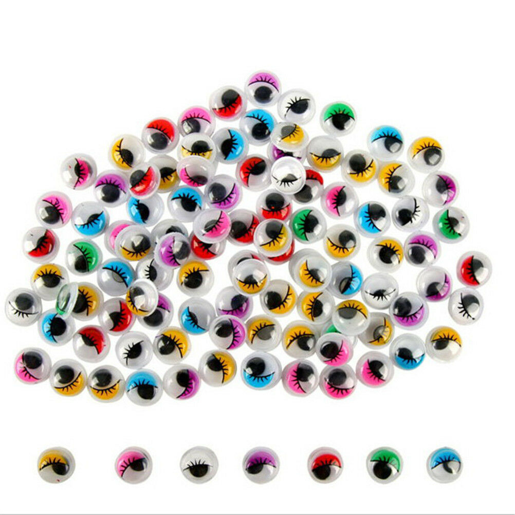 100PC Coloured Eyelashes Wiggly Wobbly Googly Eyes Lash   (Color: Multicolor) Qx
