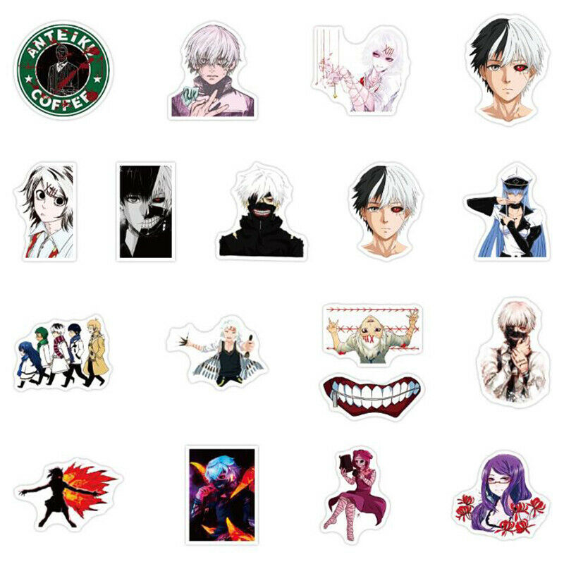 51Pcs Tokyo Ghoul Cartoon Stickers Laptop Scooter Car Trunk Refrigerator .l8