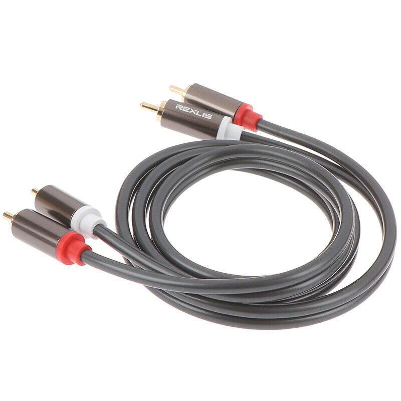 1m 2RCA Male to 2RCA Male Stereo Audio Cable Plated for HDTV DVD VCD Amplif~DD