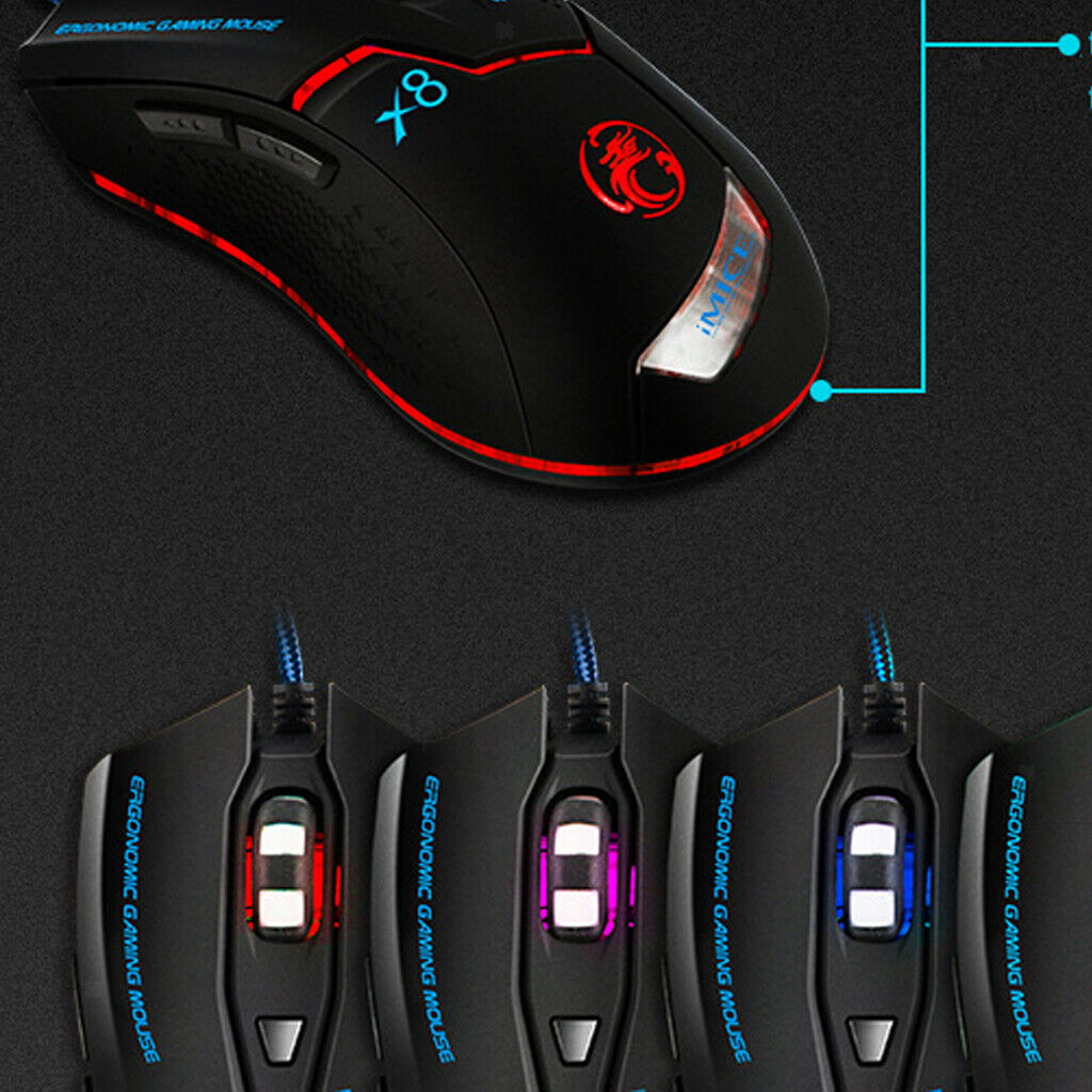 X8 Gaming Mouse USB Wired Computer Mice Ergonomics LED Light for PC Gamer