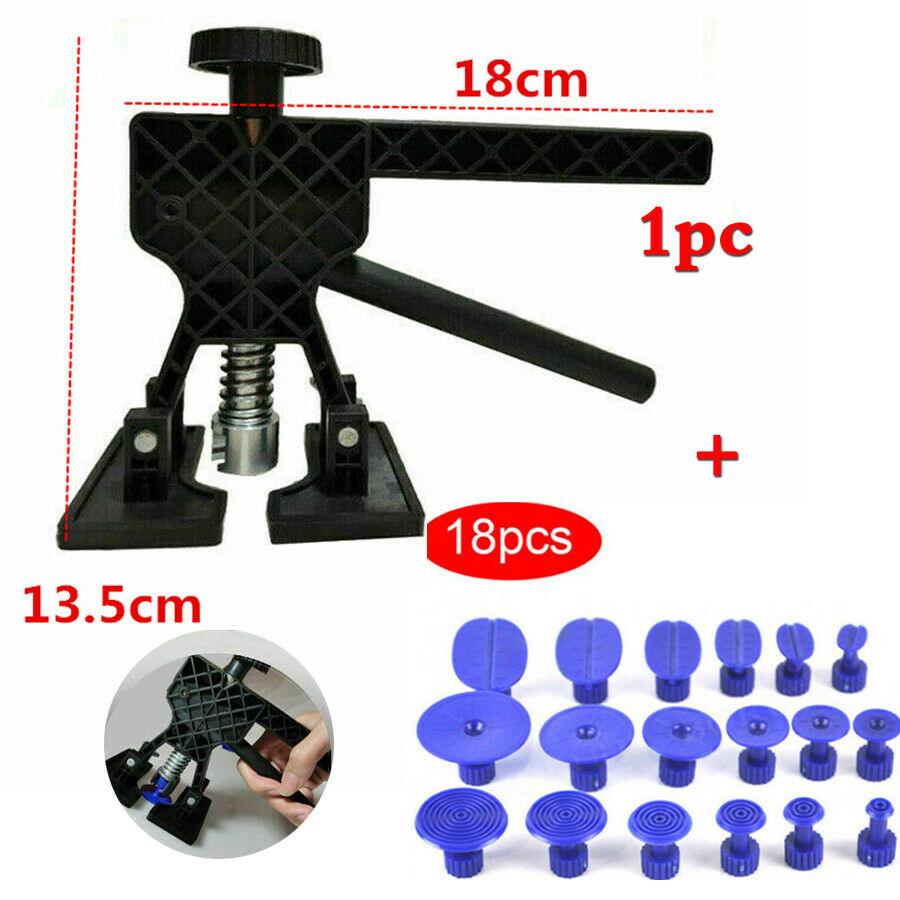 1x Black Plastic Puller+18x Glue Puller Tab Kit For Car Body Dent Repair Romoval