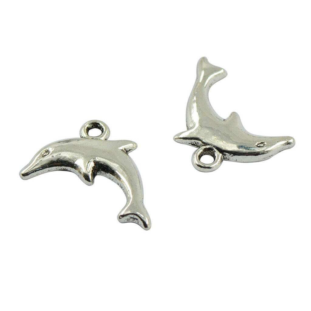 50 pieces nautical dolphin shape charms pendants for jewelry making