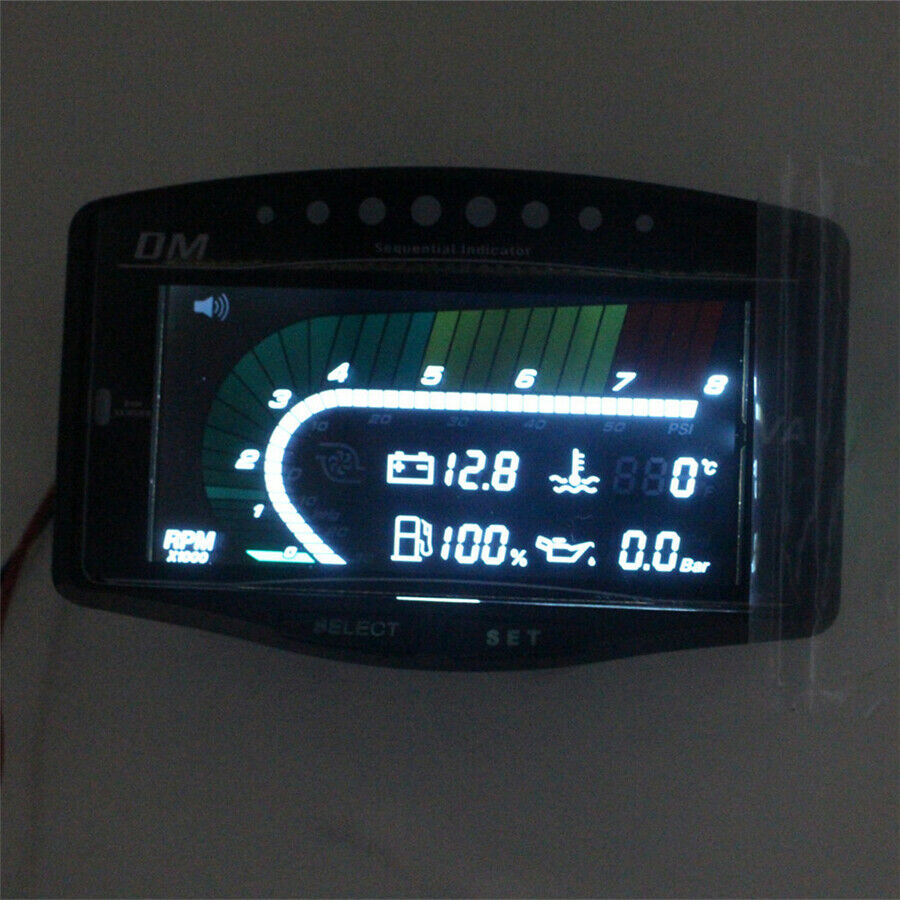 5 IN 1 Digital Oil Pressure Voltmeter Water Temperature Fuel Tachometer 12V 24V