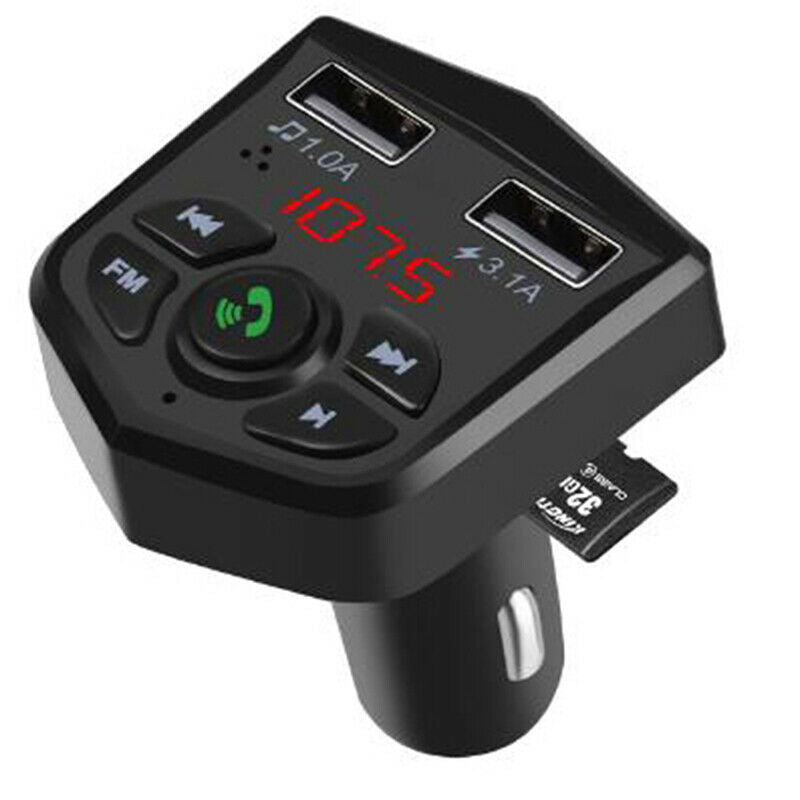 Car Kit Bluetooth 5.0 Handsfree Wireless FM Transmitter LCD MP3 Player USB C Ad