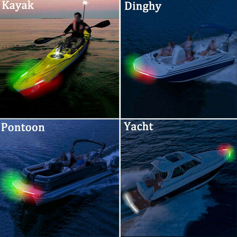 4Pcs Red Green Boat Navigation LED Lights Stern Lights Boats Starboard Light 1U6