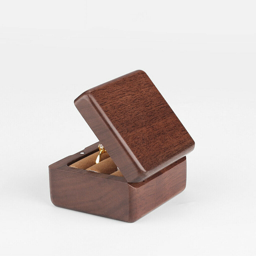 Luxury Walnut Wood Engagement Rings Box Jewelry Wedding Rings Storage Case