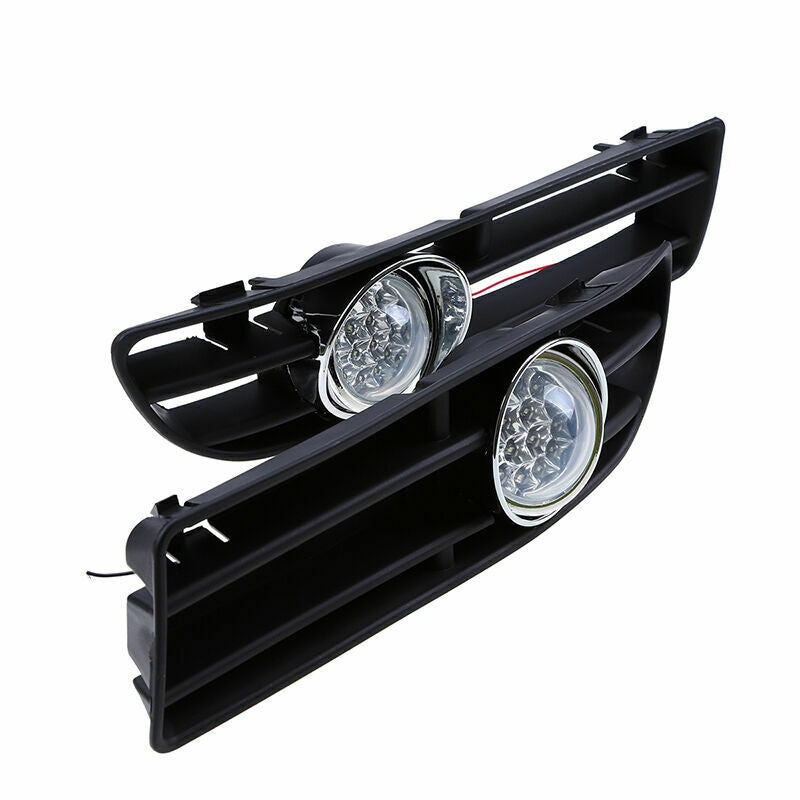 Pair Front LED Bumper Grille Fog Lights Lamp White For VW Bora Jetta MK4 99-07