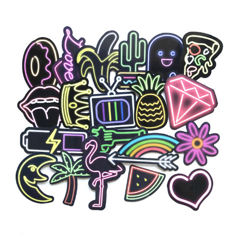 21Pcs neon light style cute stickers for suitcase laptop guitar cool dood.l8