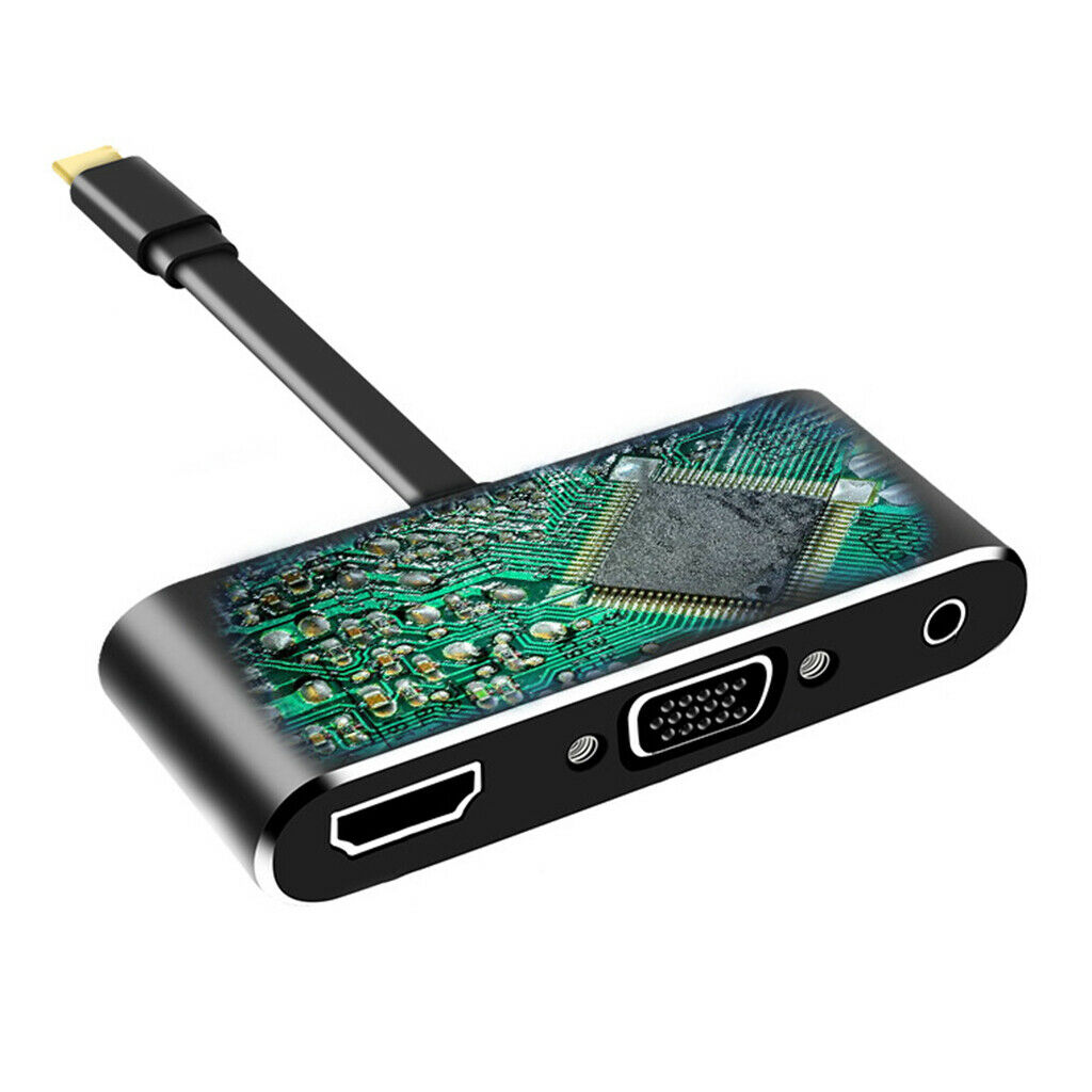 5 in 1 USB C HUB Type-C to 4K HDMI VGA 3.5mm Audio USB-C PD Adapter