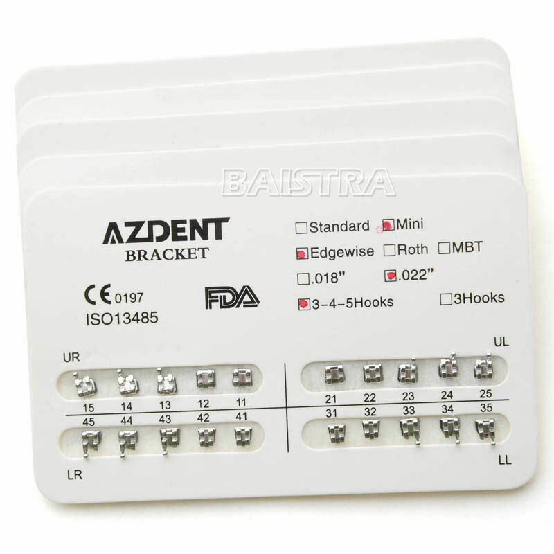20Packs Dental Orthodontic Bracket Edgewise Mini Slot.022 & Hooks 34-5 AZDENT CA