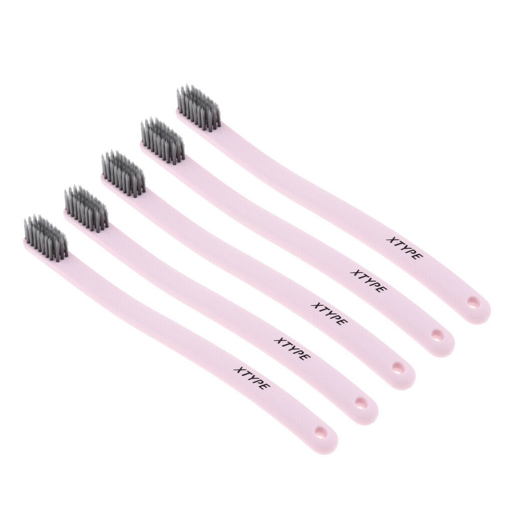 5pcs Adults Soft-bristle Toothbrush Couples Travel Tooth Brushes Pink