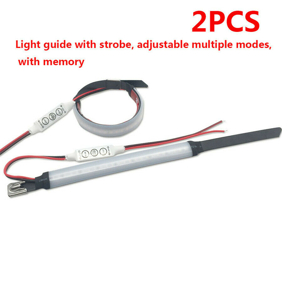 2 Pcs DC12V Strobe Front Fork White LED Turn Signals Light Strip 120Â° View Angle