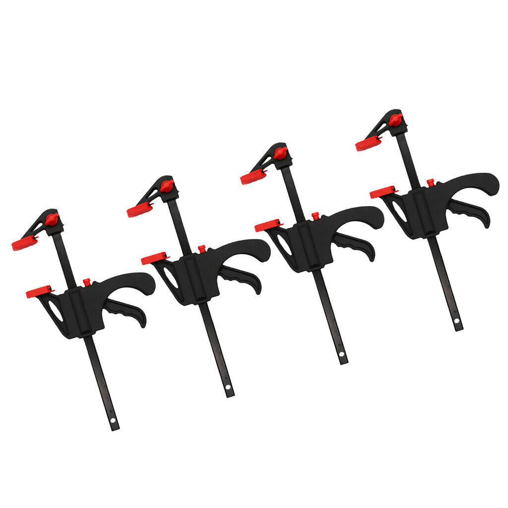 4pcs Durable Black 10cm Heavy Duty Adjustable Wood Bar Clamp Squeeze Clamps