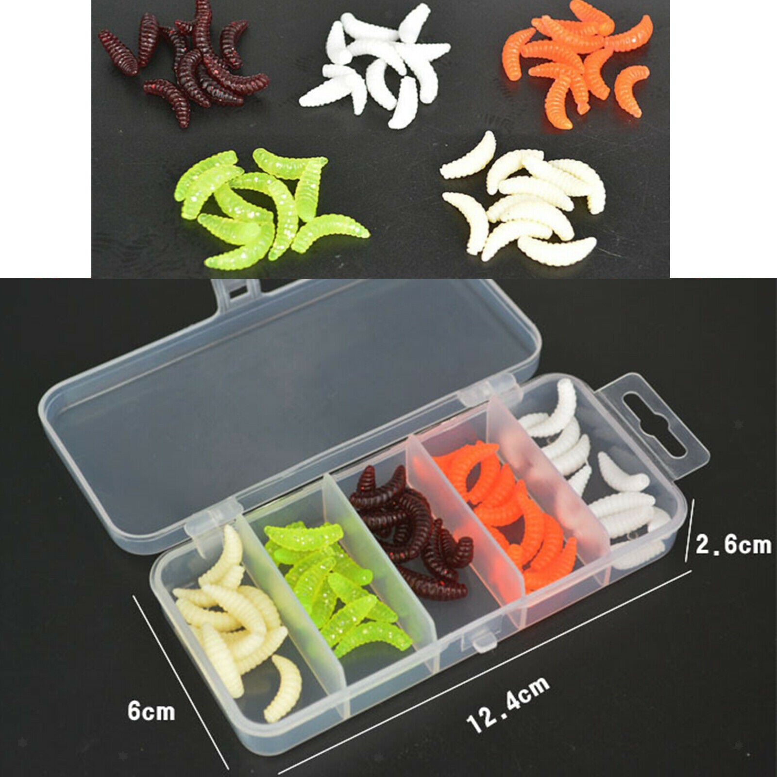 50pcs Durable Fishing Lures Worm Grub Baits Fishing Gear Tackles Tools