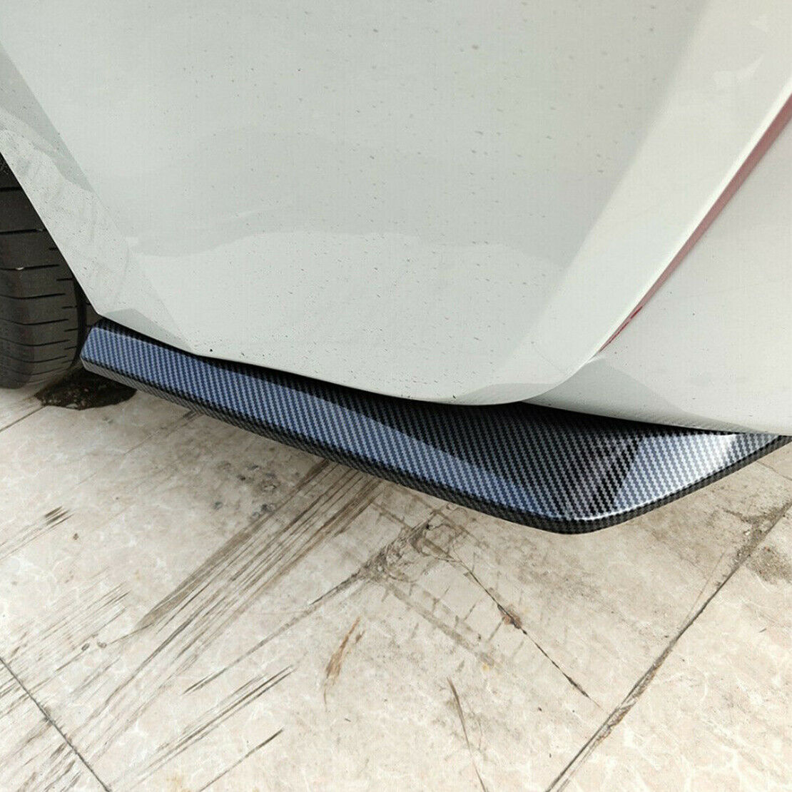 Black Carbon Fiber Style Car Rear Bumper Lip Diffuser Splitter Canard Protector