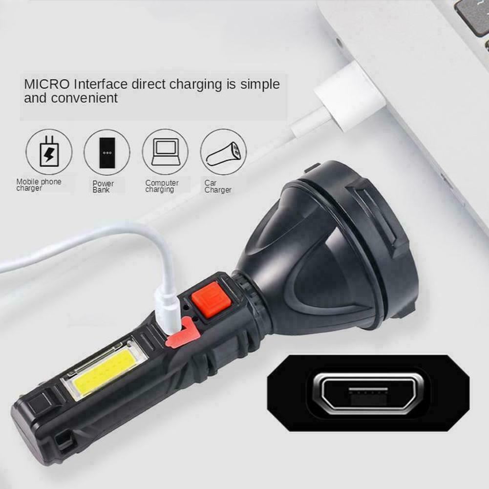 Super Bright Torch Powerful LED Flashlight USB Rechargeable Portable X4A0